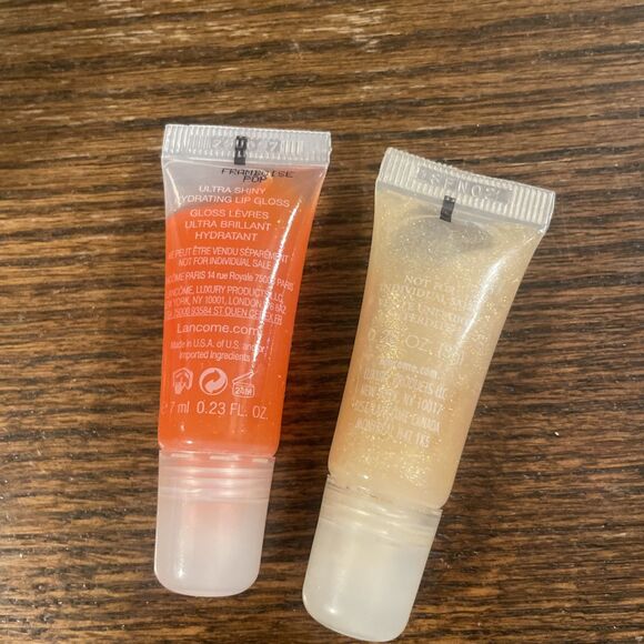 Lancome Juicy Tubes Original Lip Gloss 10 Framboise Pop Gold Glitter 7ml each - Picture 2 of 2